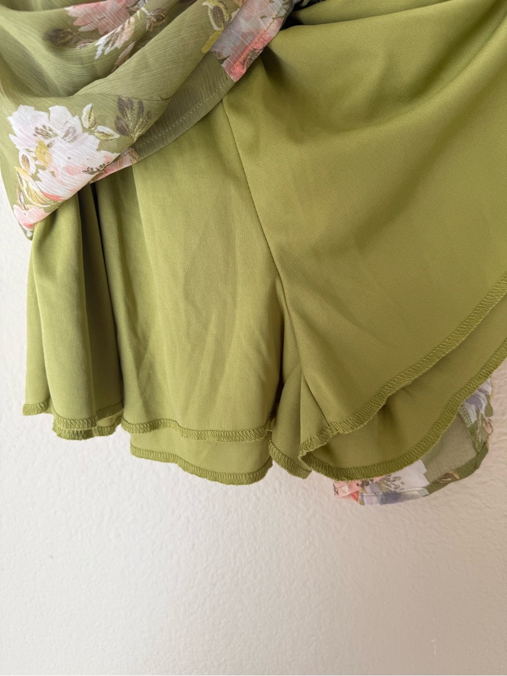 miami Olive Green Floral Wrap Mini Dress - Picture 4 of 10